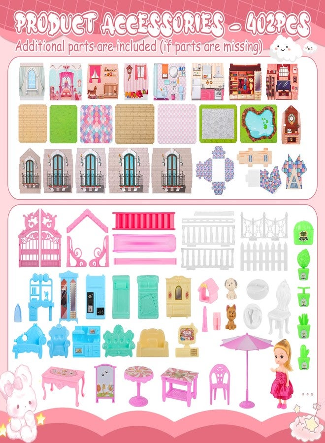 AZTWMYS Dream Doll House for Girls Toys, 2026 Dollhouse 4-Story 17 Rooms with Dolls, Lights, Pets, Furniture & Accessories, Playset Toddler Playhouse Gift for for Girls Toys - Image 2